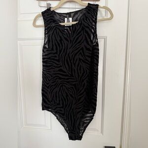 Torrid Black Mesh Zebra Bodysuit